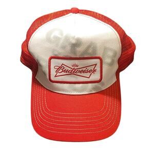 Budweiser Trucker Hat Red White Mesh Snapback Beer Cap